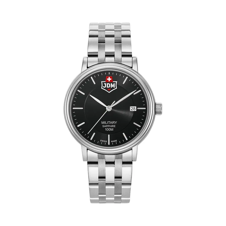 Kilo 40mm 3 hand - date Quartz black Dial silver Tone Stainless Steel Sapphire Glass Swiss Made Men Watch