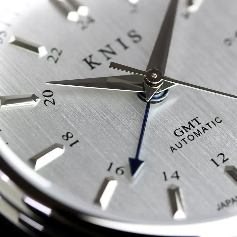 KNIS CLASSIC GMT 自動巻き 日本製 レザー シルバー KN008-SVBKLE