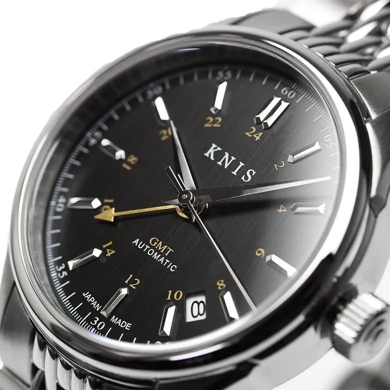 KNIS CLASSIC GMT 自動巻き 日本製 ライスブレスレット ブラック KN008-BKRC