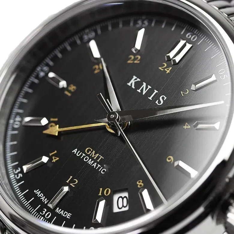 KNIS CLASSIC GMT 自動巻き 日本製 レザー ブラック KN008-BKBKLE