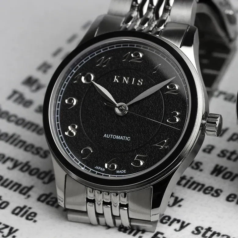 KNIS KOKU Automatic Breguet Numerals Black / Engraved Dial Stainless S