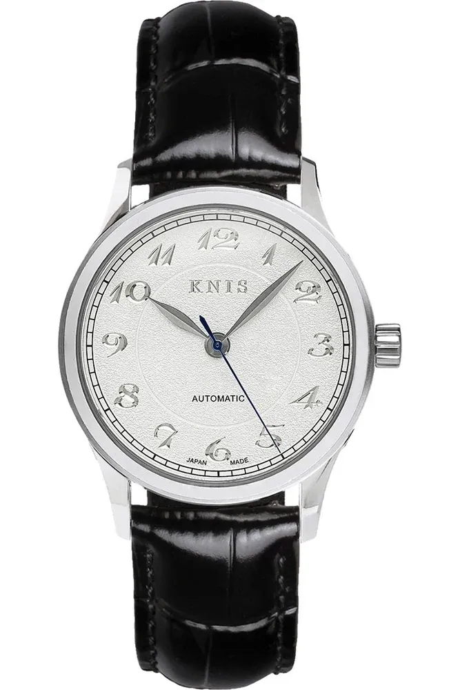 KNIS KOKU Automatic Breguet Numerals White / Engraved Dial Leather Str