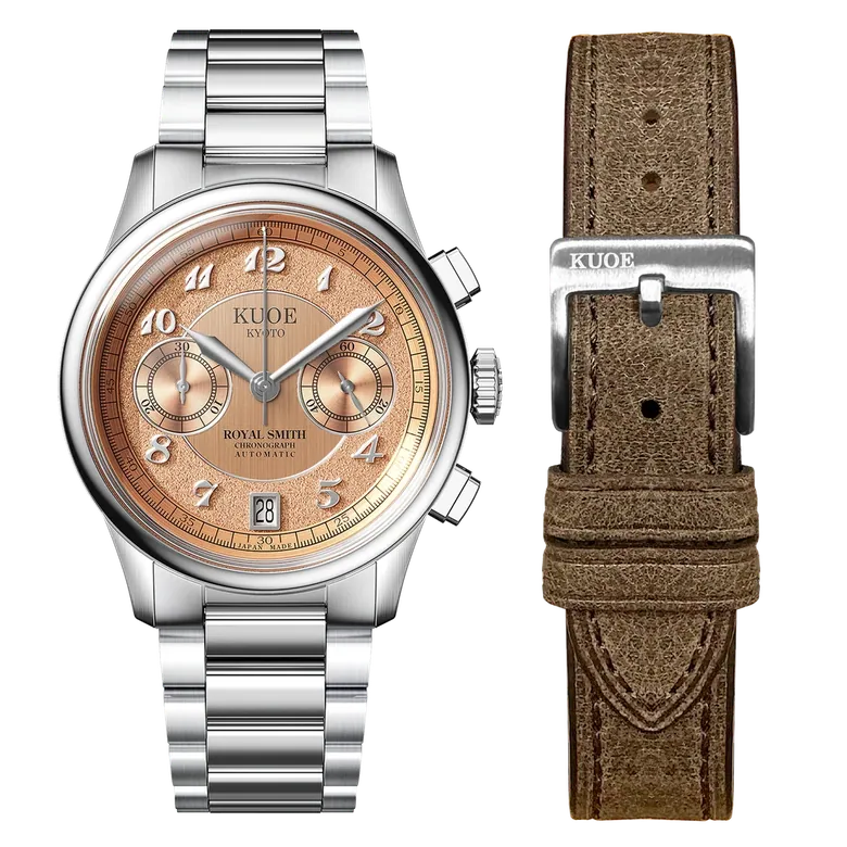 ROYAL SMITH 90-012 Automatic Chronograph, Salmon Pink with Breguet Numerals