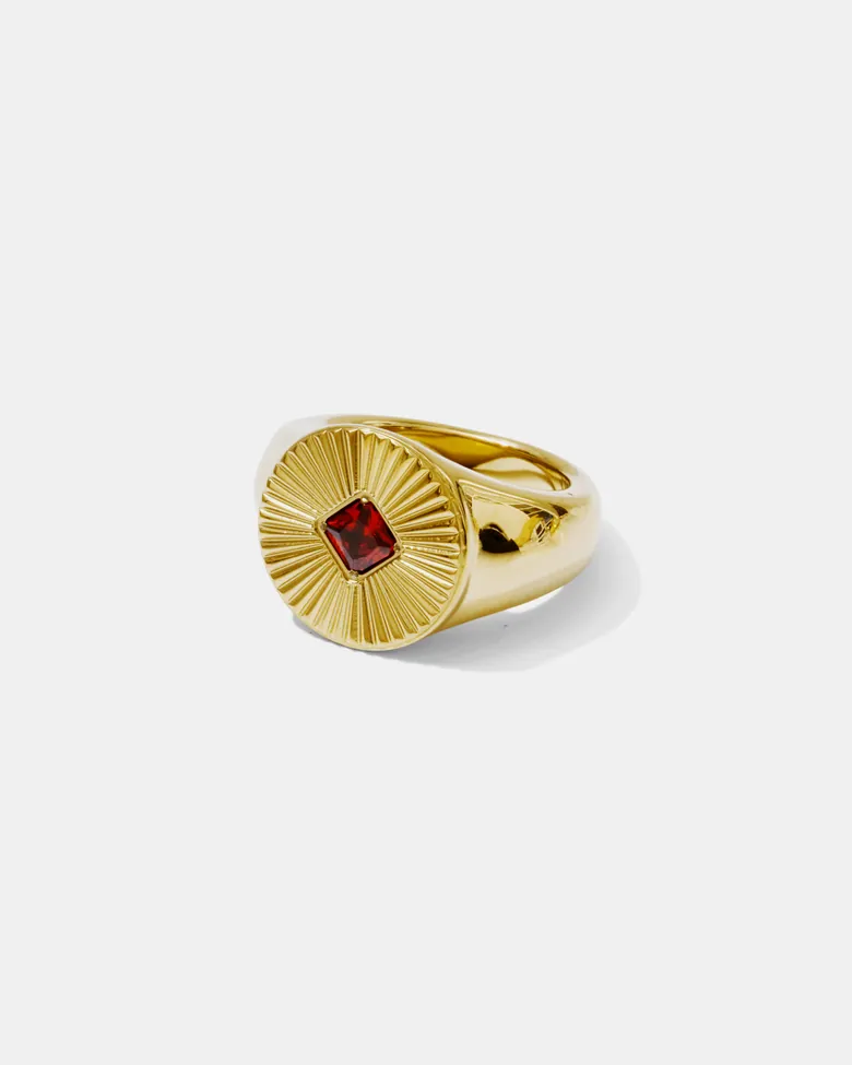 Fluted Gemstone Signet Ring