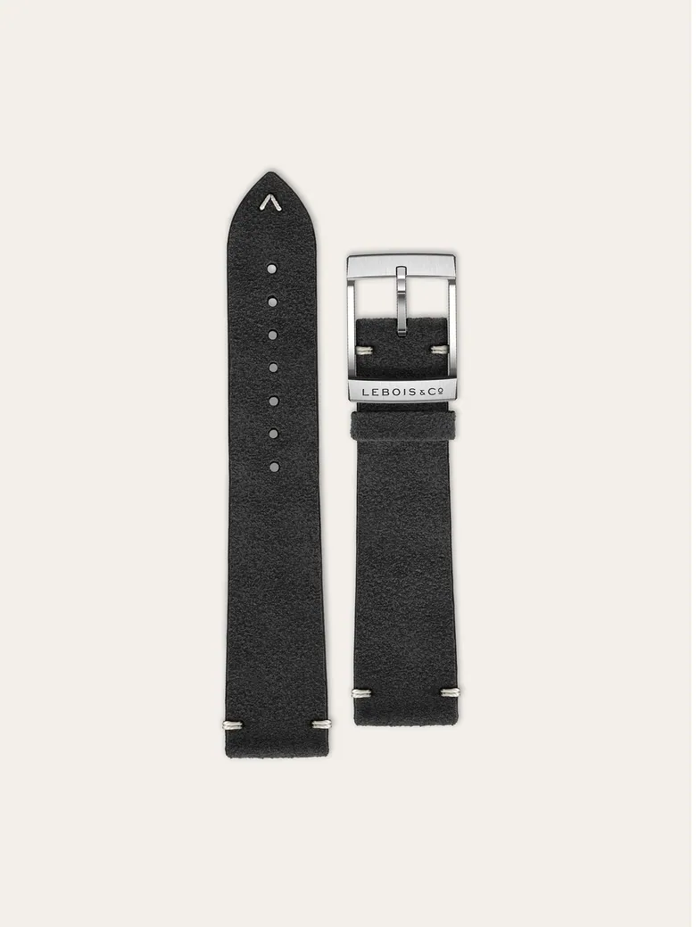 Suede Leather Strap – Charcoal Black