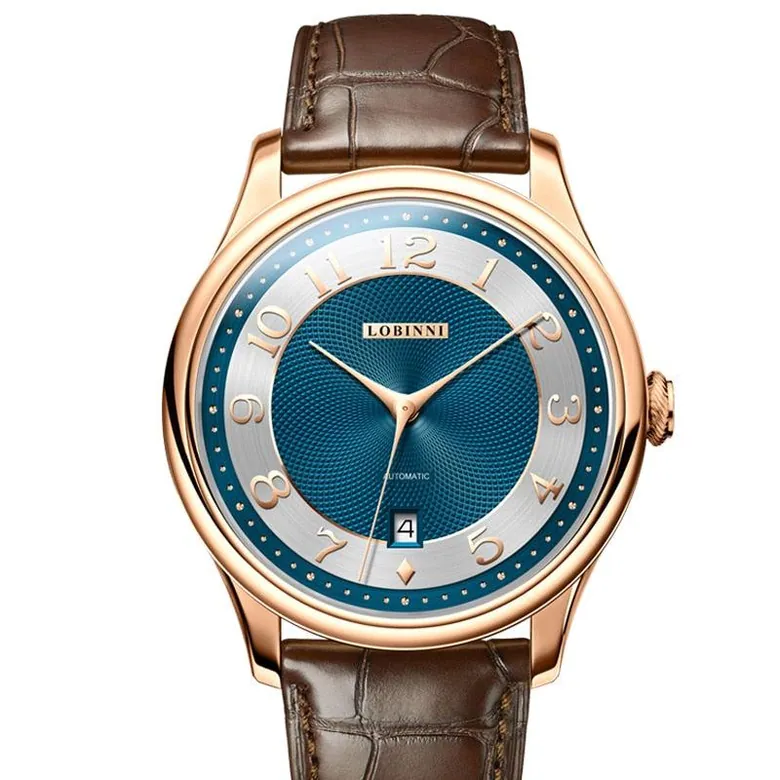 LOBINNI New Luxury Men Dress Watch Clous de Paris Dial Miyota 8215 Aut