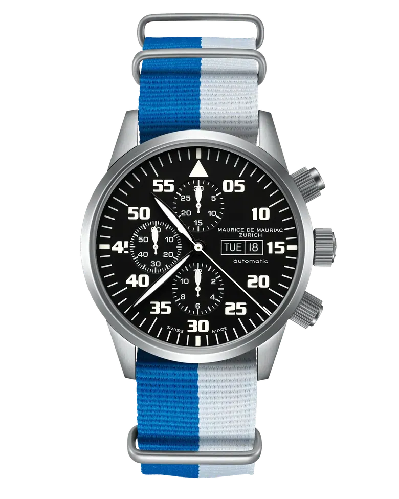 Zürcher Chrono Modern Stahl Schwarz Nato
