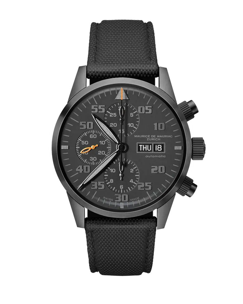Zürcher Chrono Modern DLC Schwarz | Oranger Zeiger