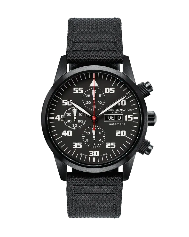 Zürcher Chrono Modern PVD Schwarz | Roter Zeiger