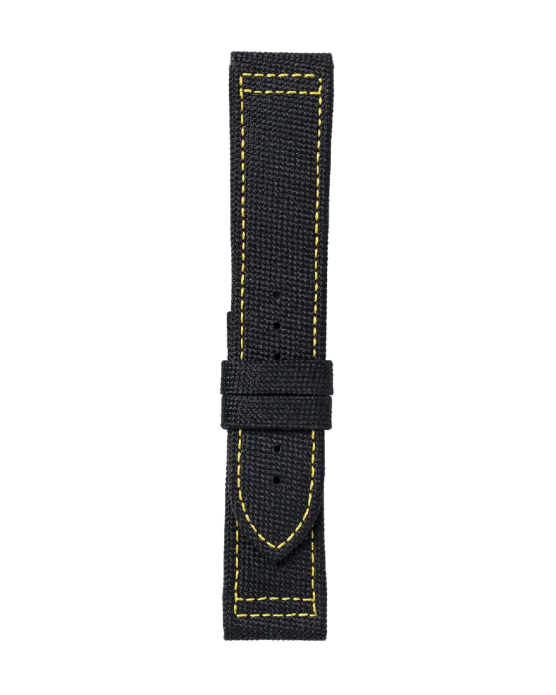 Schwarzes Textilband Mit Gelber Naht