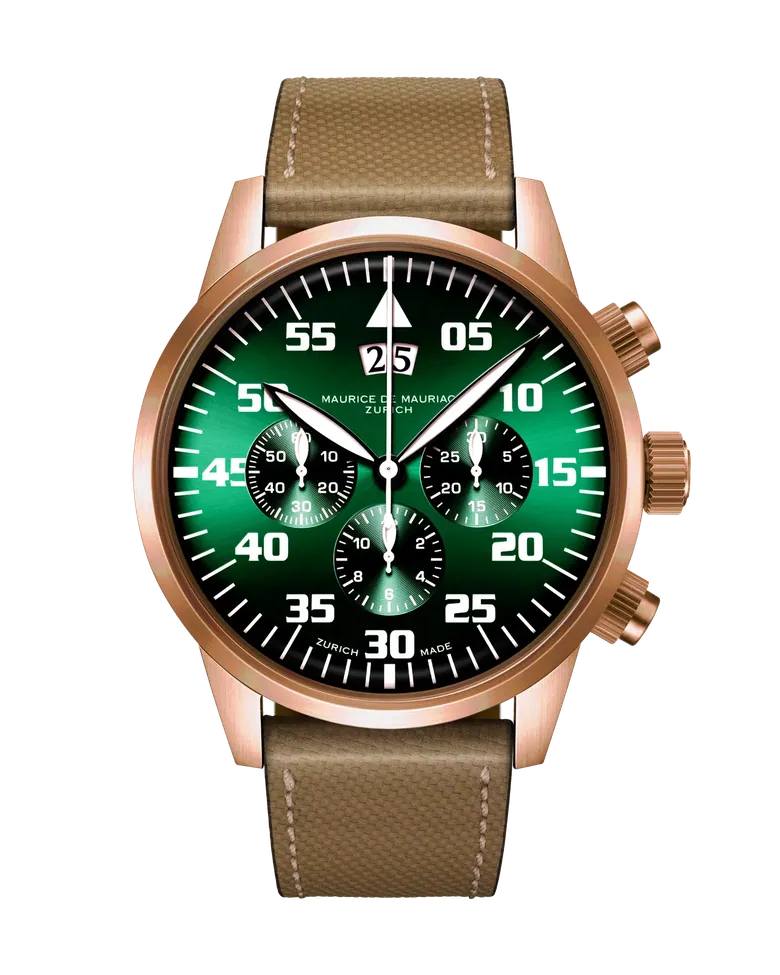 Zürcher Chrono Modern Bronze “Big Date” Smaragd Grün