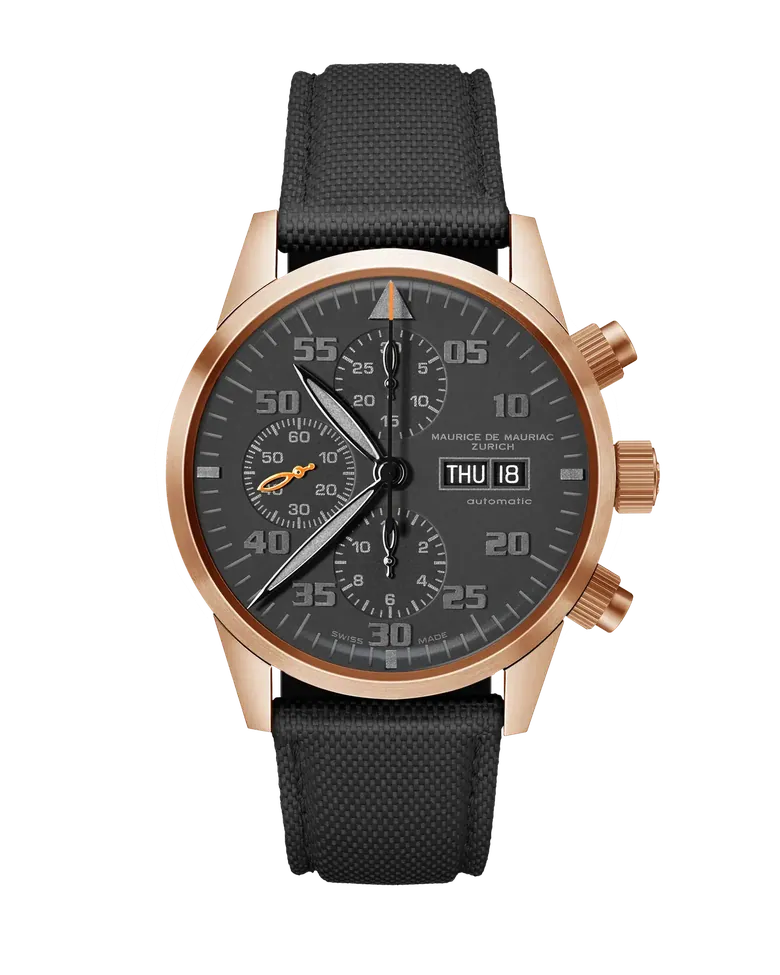 Zürcher Chrono Modern Bronze Schwarz | Oranger Zeiger