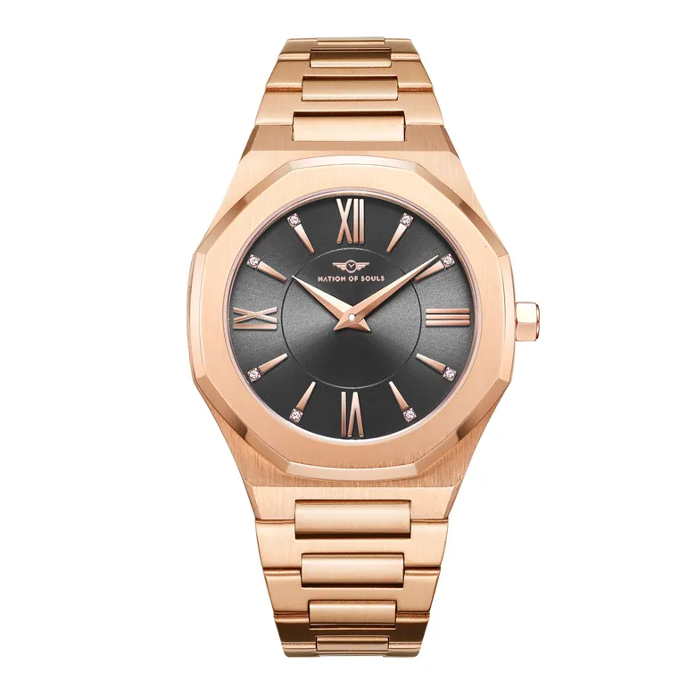 Womens 34mm Rose Gold Livia Watch With Rose Gold Bracelet and & Smoke Dial
