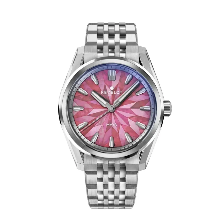 Maya Pink Starburst Mosaic MOP Steel