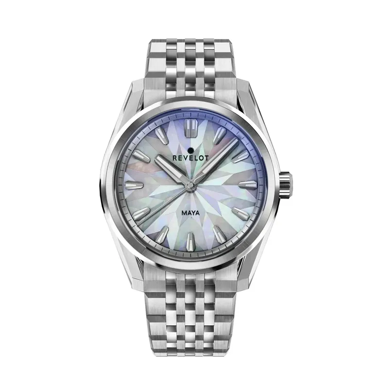 Maya White Starburst Mosaic MOP Steel