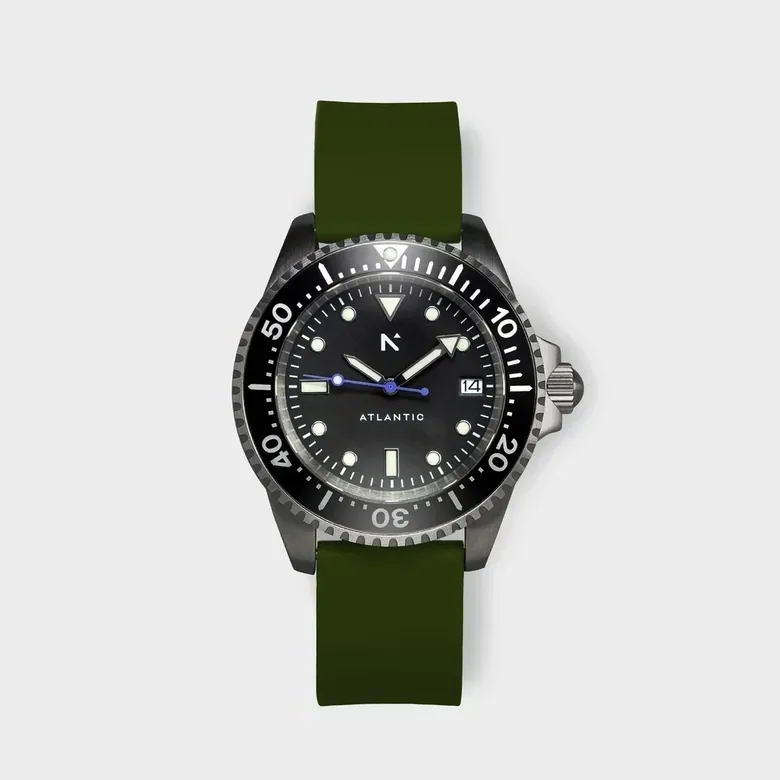 'Atlantic' Dive Watch (40mm) | Moss Green