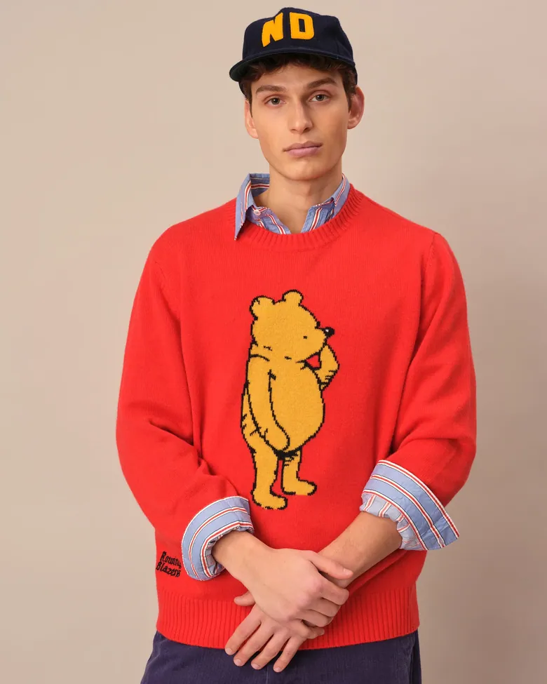 Men's Cashmere Winnie-the-Pooh Sweater Red