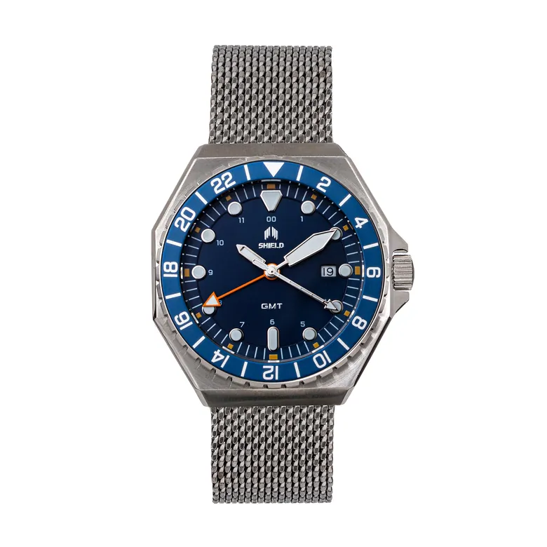 Shield Marco Bracelet Watch w/Date - Navy