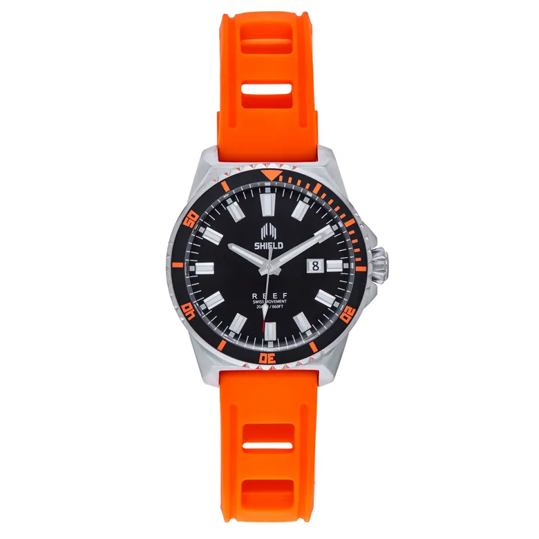 Shield Reef Strap Watch w/Date - Orange
