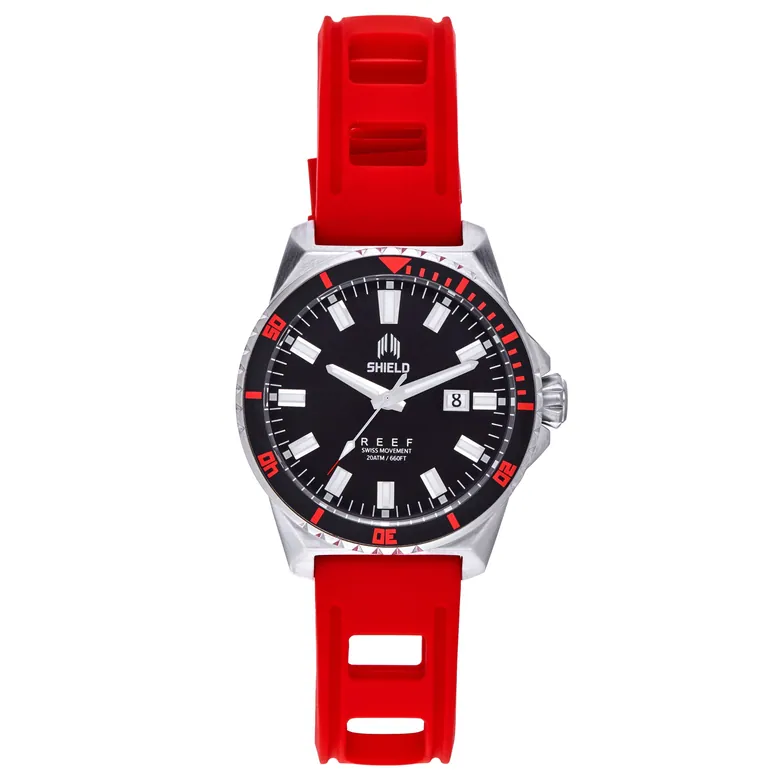 Shield Reef Strap Watch w/Date - Red