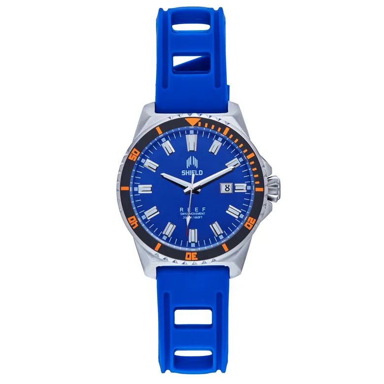 Shield Reef Strap Watch w/Date - Blue