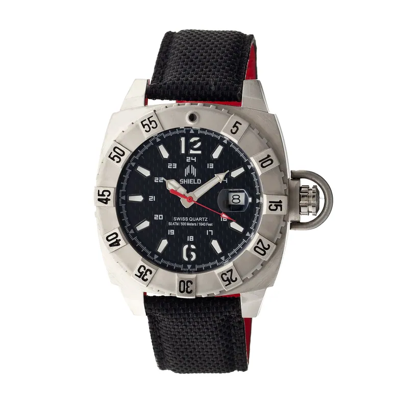 Shield Vujnovich Swiss Men's Diver Watch w/Date - Silver/Black