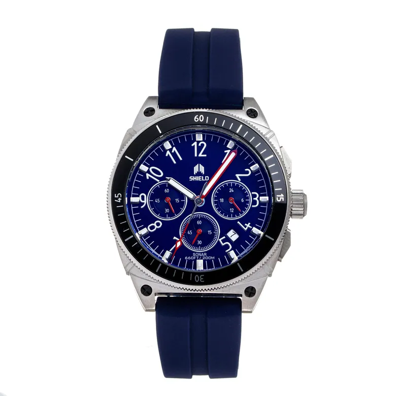 Shield Sonar Chronograph Strap Watch w/Date - Dark Blue