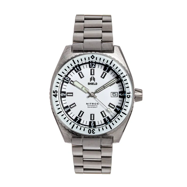 Shield Nitrox Bracelet Watch w/Date - White