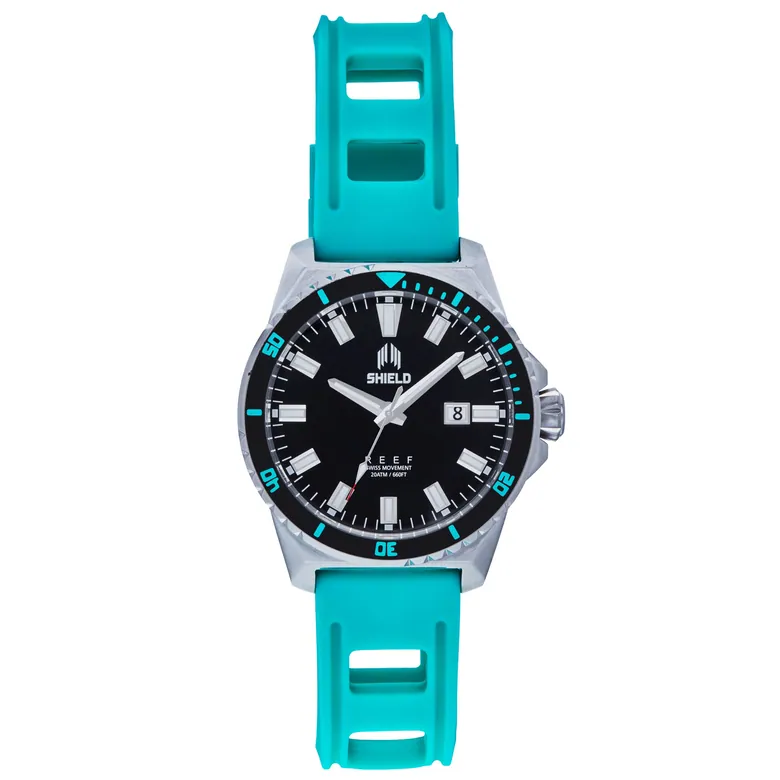 Shield Reef Strap Watch w/Date - Turquoise