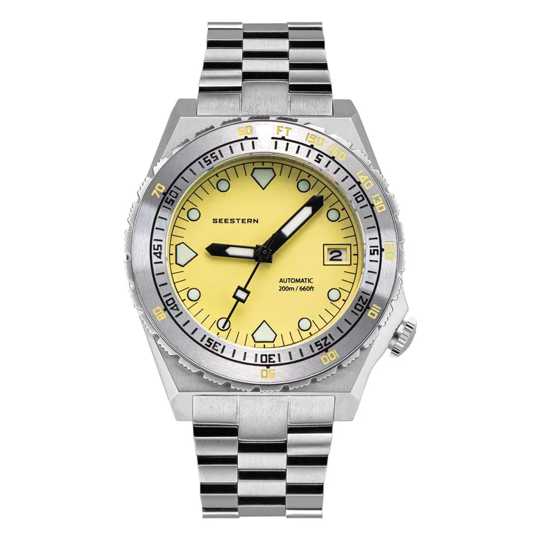 Seestern Vintage 407 600T Yellow Dial Stainless-Steel Bezel