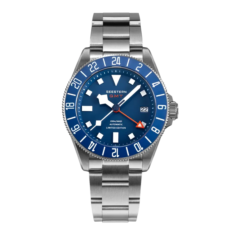 Seestern S462 Titanium Professional GMT Diver Blue Dial Blue Bezel Limited Edition
