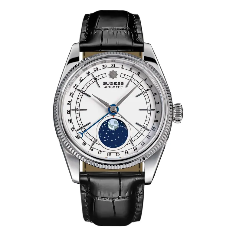 MoonPhase Master S452 Stainless-Steel White Dial Black Strap