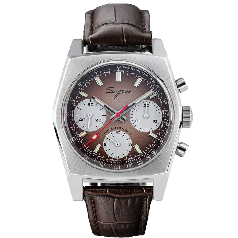 Chrono Heritage S419-2 Chronograph Smoke Fume Dial Leather Strap