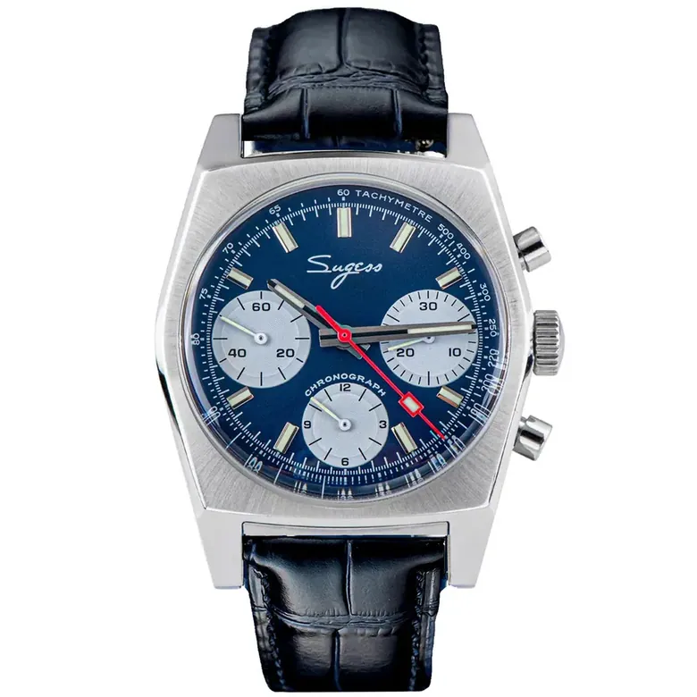Chrono Heritage S419-2 Chronograph Blue Panda Dial Leather Strap