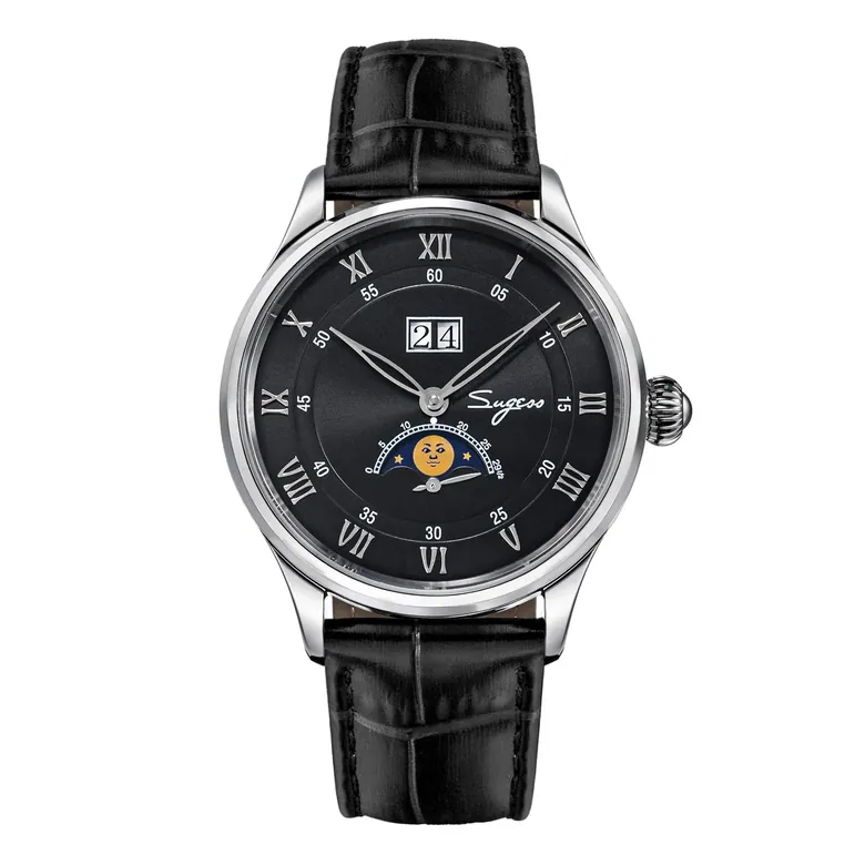 MoonPhase Master S437-2 Moon Phase Automatic Stainless Steel Case Black Dial