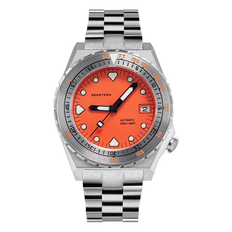 Seestern Vintage 407 600T Orange Dial Stainless-Steel Bezel