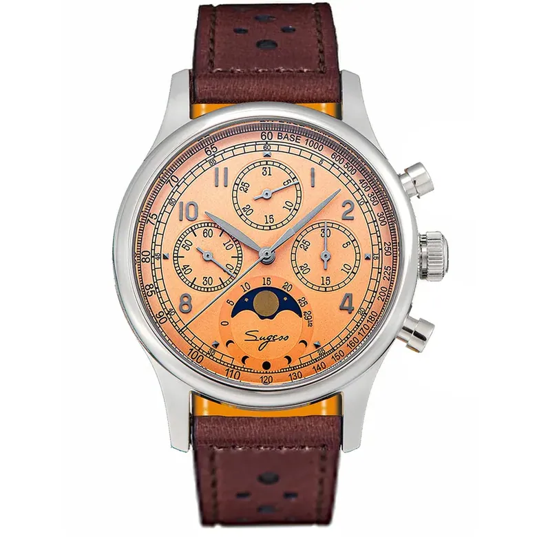 MoonPhase Master S389-2 Salmon Dial Swan Neck Regulator Racing Strap