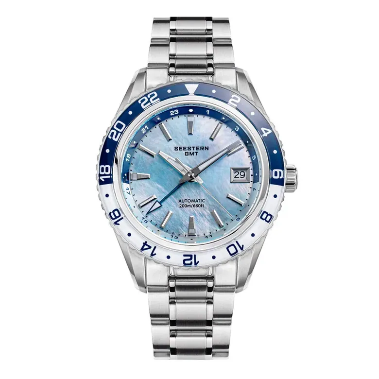 Seestern S456 GMT Automatic Light Blue Pearl Dial Automatic