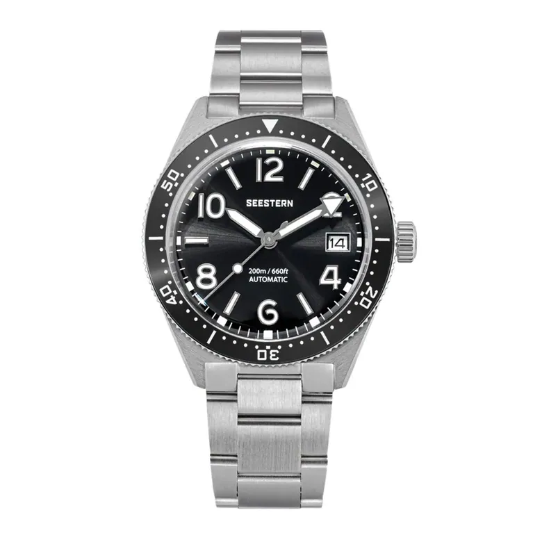 Seestern S434-2 Stainless-Steel Black Dial Professional Diver Automatic 200m Water Resistant