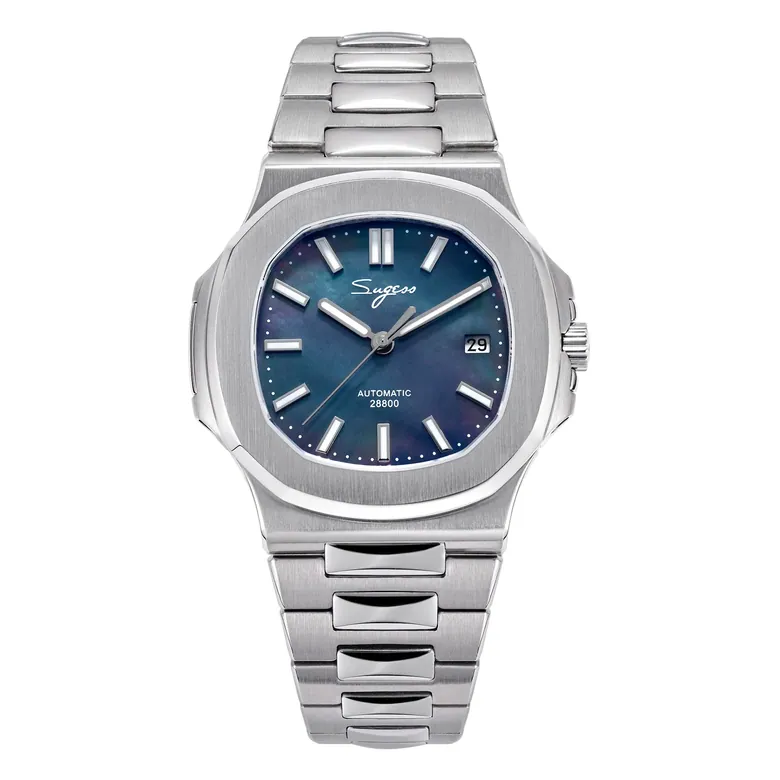 Heritage S466 PP Octagonal Day Display Blue Mother of Pearl Dial Stainless-Steel Automatic