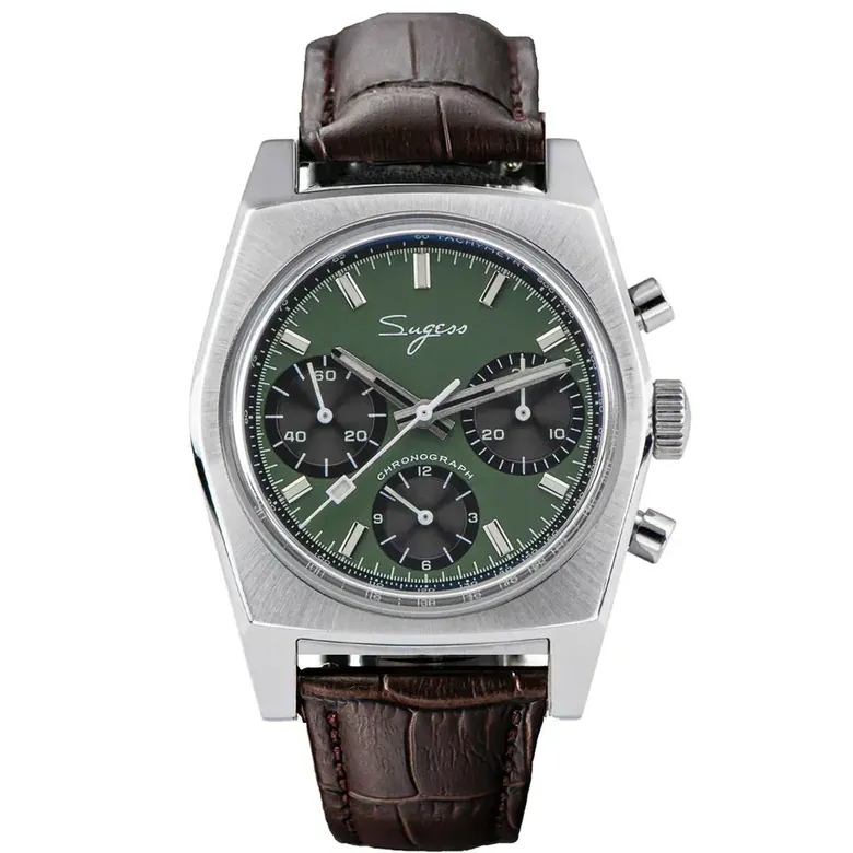 Chrono Heritage S419-2 Chronograph Green Dial Leather Strap