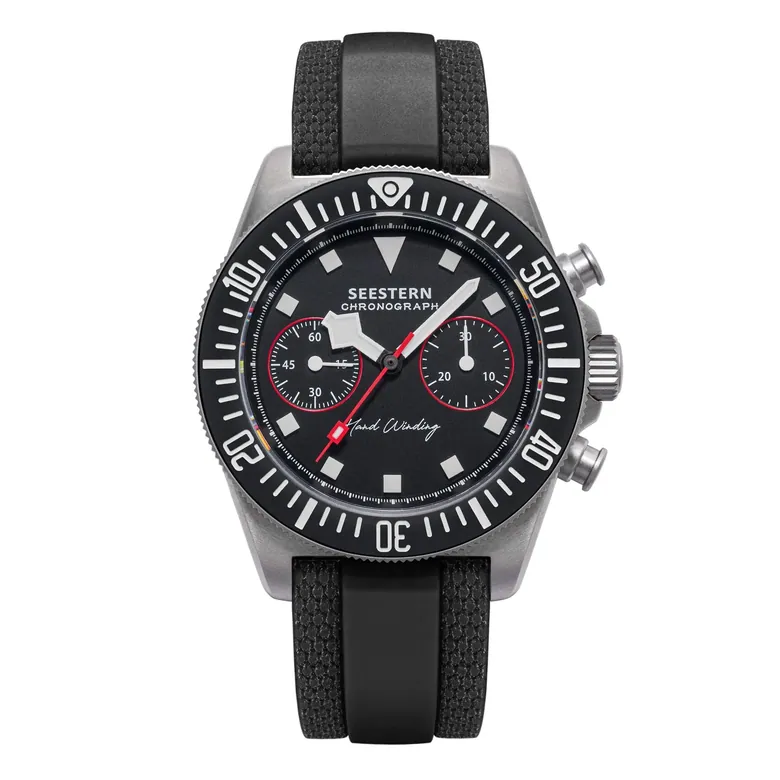 Seestern Chrono S443 Chronograph Black Dial ST19 Movement Lumed
