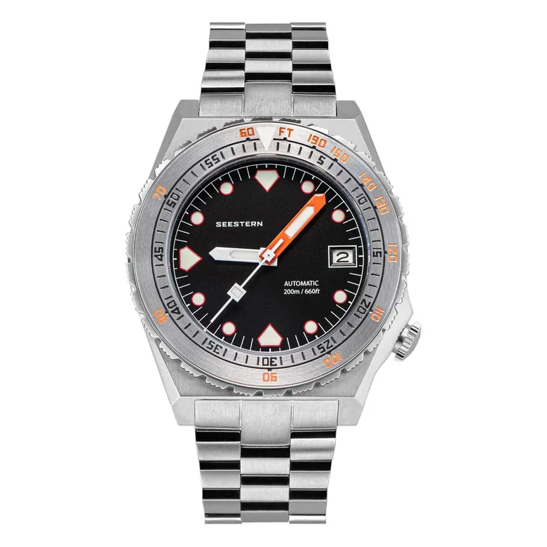 Seestern Vintage 407 600T Black Dial Stainless-Steel Bezel