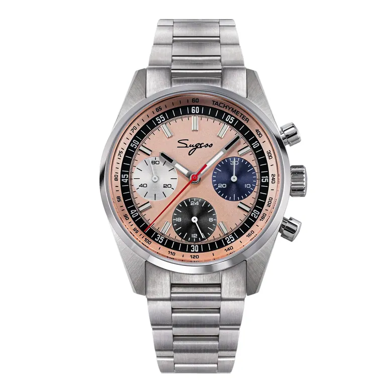 Sugess S465 Chronograph Stainless Steel Special Champagne Dial Silver Hand