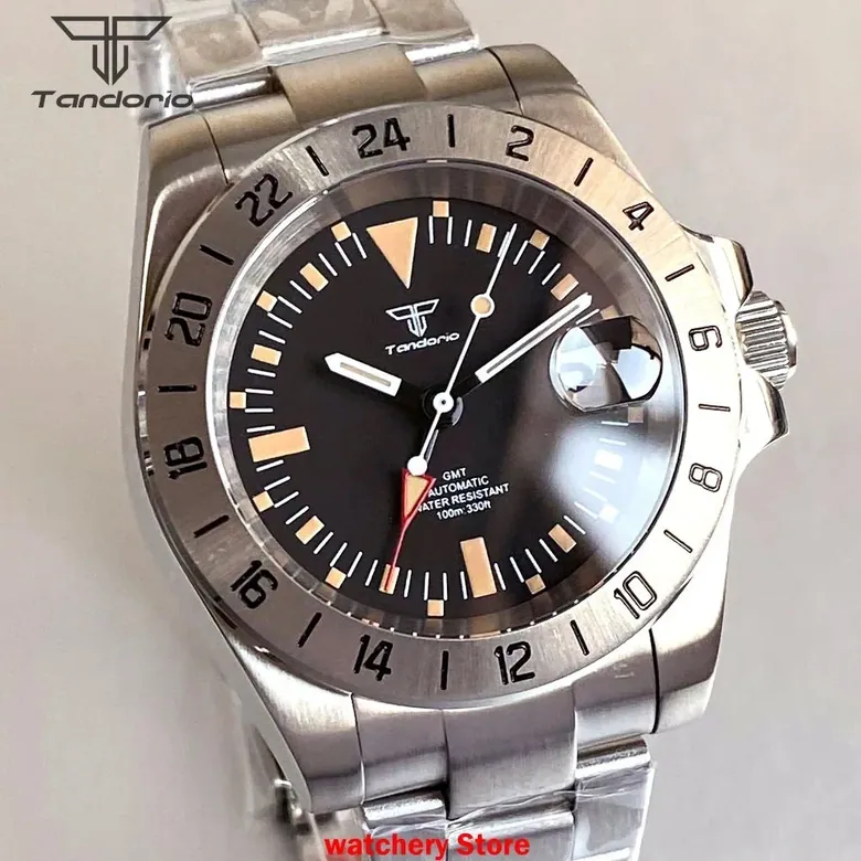 GMT Watch Fixed Bezel 40mm Tandorio TD229F 10ATM NH34A Movement Sapphire