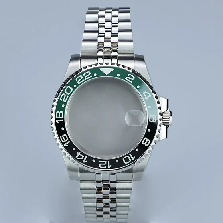 Premium Submariner Case GMT 40.5mm 316L Stainless Steel Case Sapphire Glass Enamel Bezel Blue Luminous for NH34 Movement