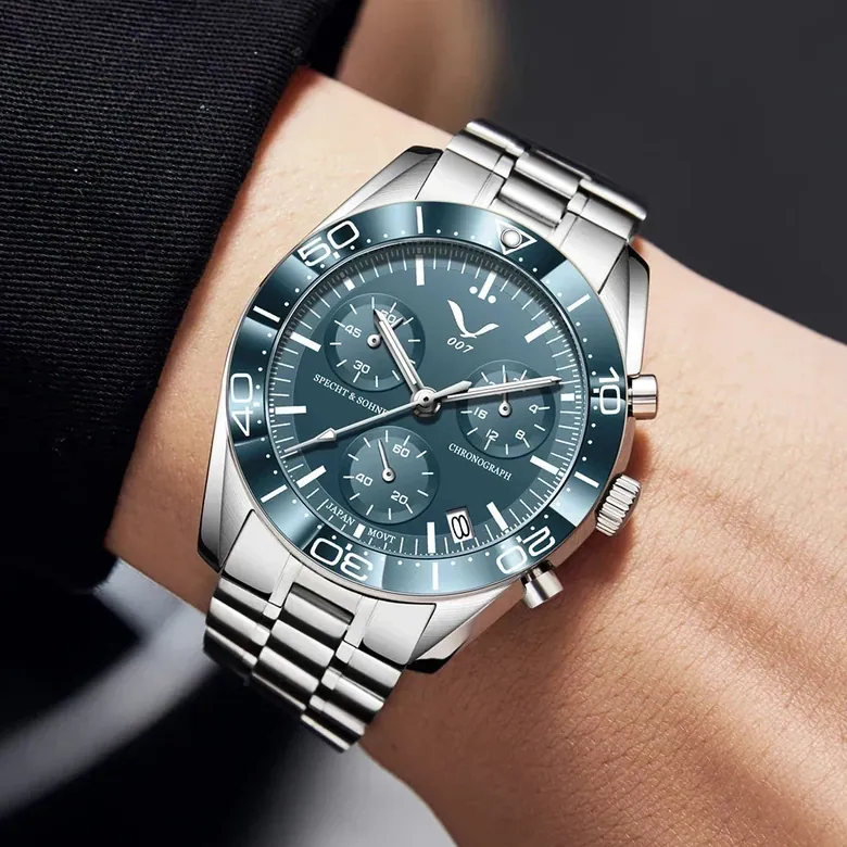 Quartz Chronograph Watch 42MM Specht&Sohne Japan VK68 Luminous Sapphire Waterproof