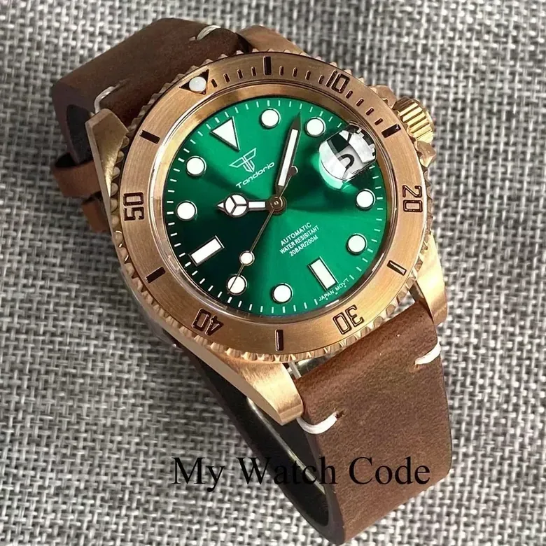Tandorio 40mm Bronze Diver Sunburst Green  NH35 PT5000 Movt 20bar Sapphire TD232 Yachmaster