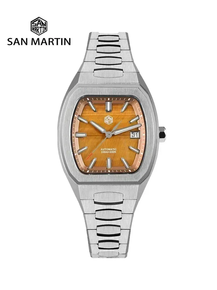 San Martin Dress Watch SN0145 39.5mm Tonneau Luxury Mineral Dial PT5000 SW200 Automatic AR Sapphire Luminous