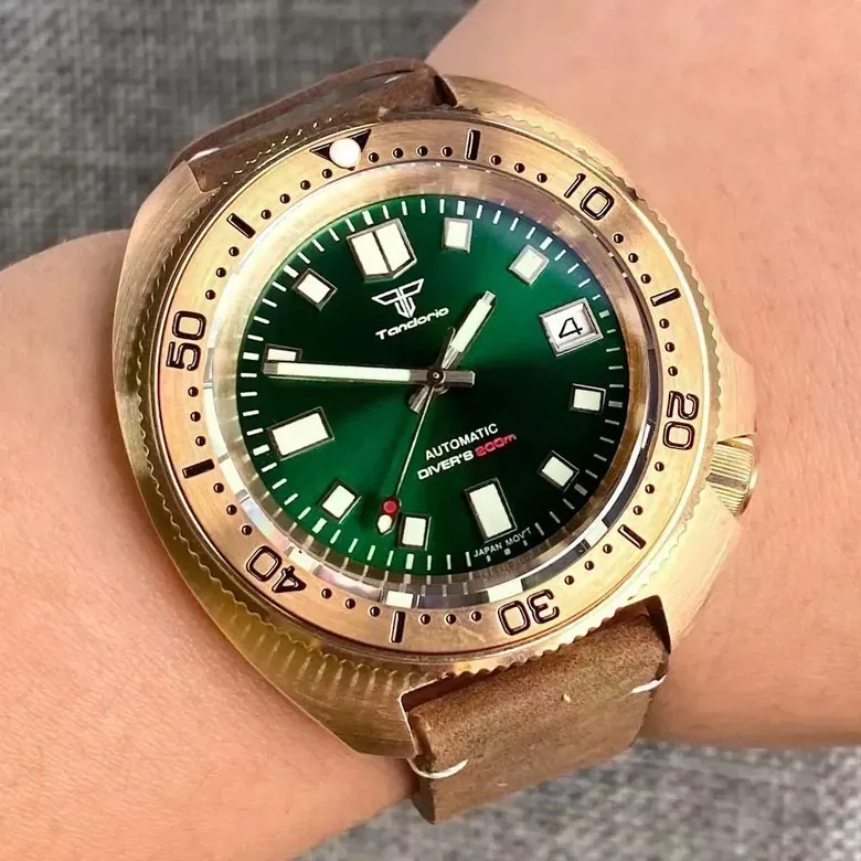 Tandorio 44mm Bronze Turtle Diver NH35 Sunburst 20bar Sapphire TD233